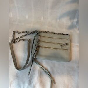 Rebecca Minkoff Mini 5-Zip Leather Light Blue Crossbody Bag